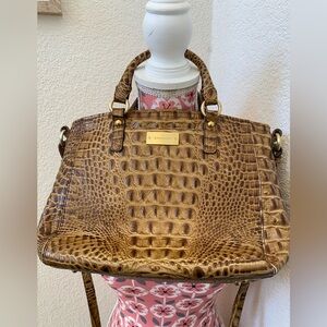 Brahmin Brown Croc-Embossed Satchel